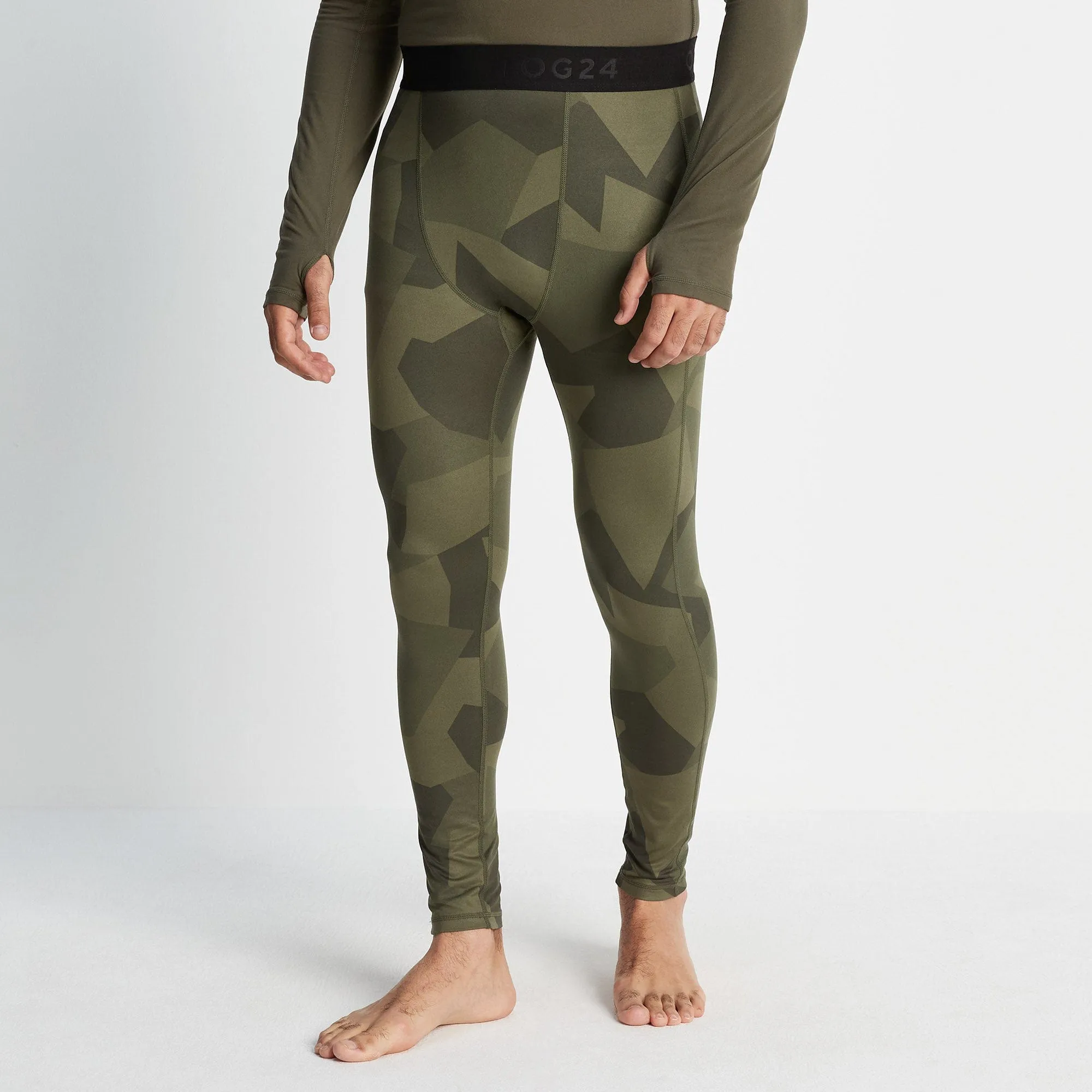 Snowdon Mens Thermal Base Layer Leggings - Khaki Camo Print