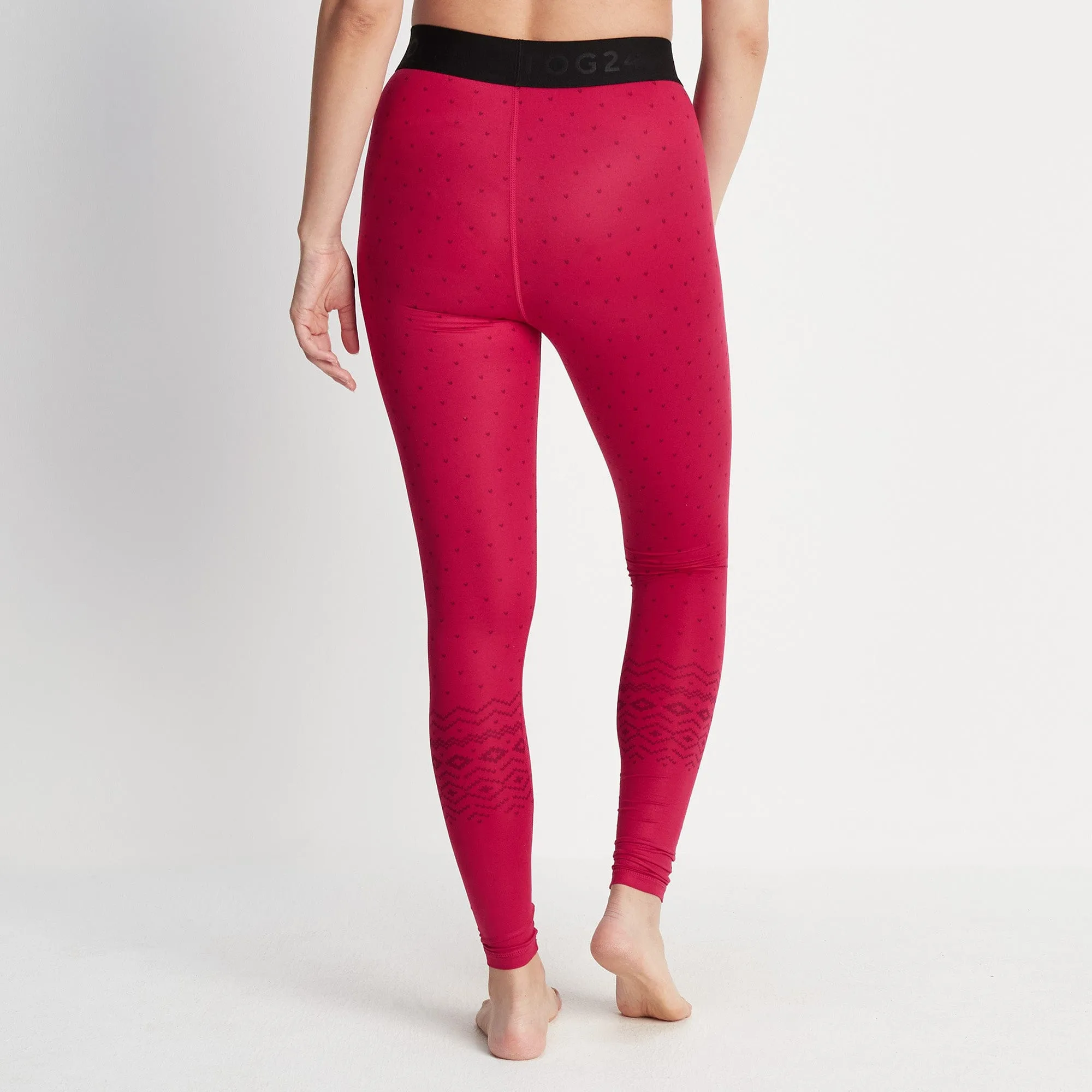 Snowdon Womens Thermal Base Layer Legging - Cerise Fairisle