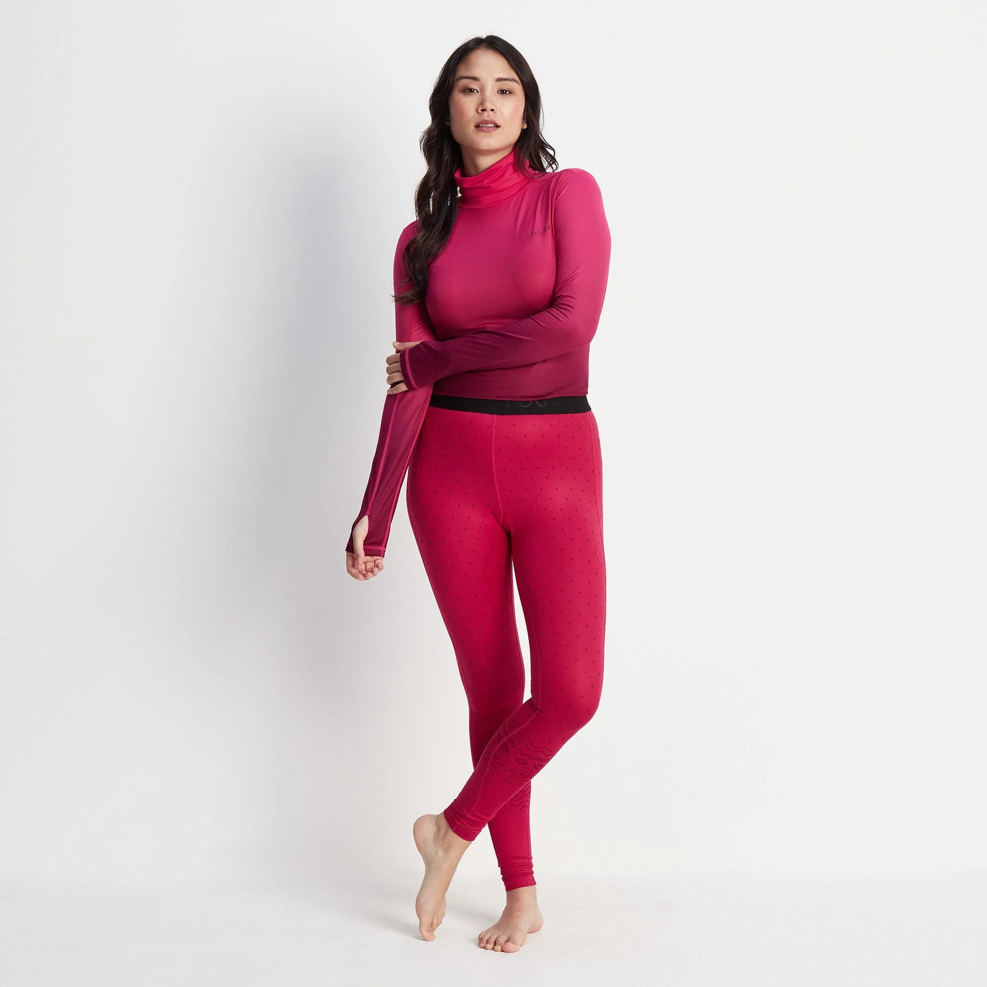 Snowdon Womens Thermal Base Layer Legging - Cerise Fairisle