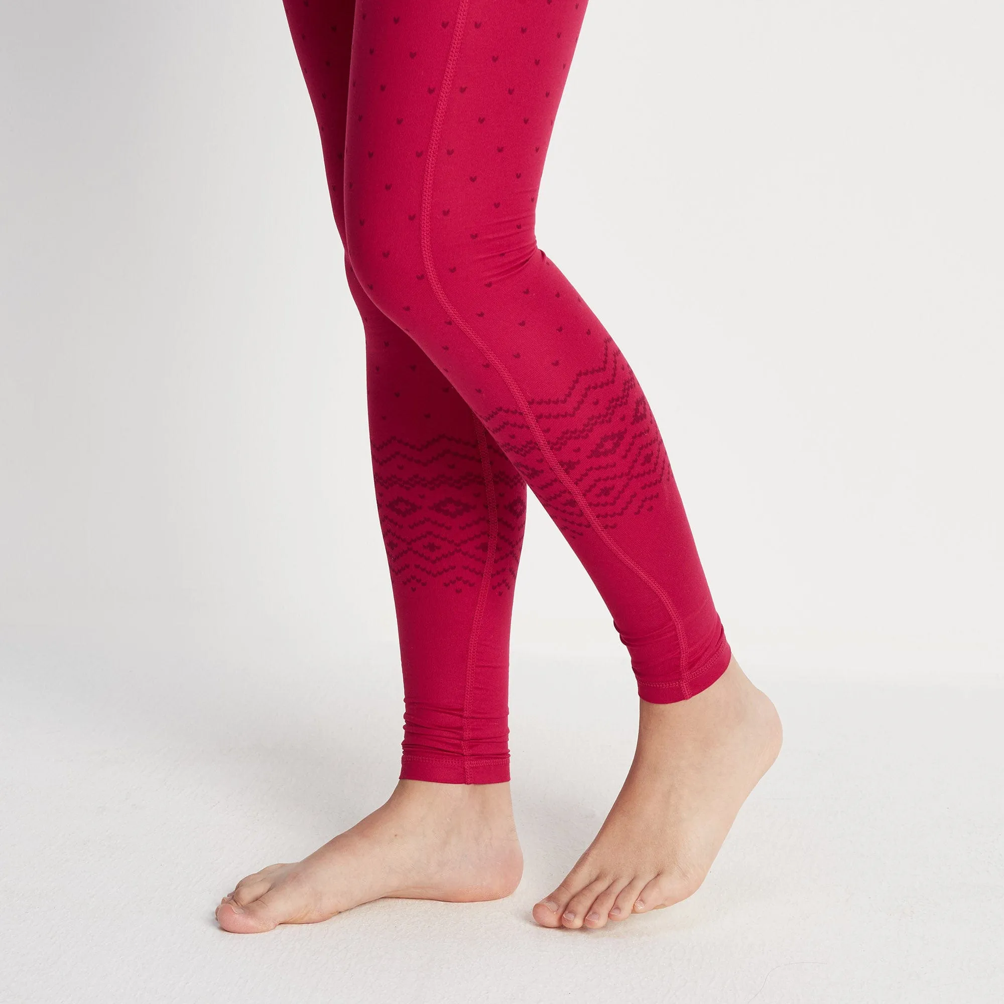 Snowdon Womens Thermal Base Layer Legging - Cerise Fairisle