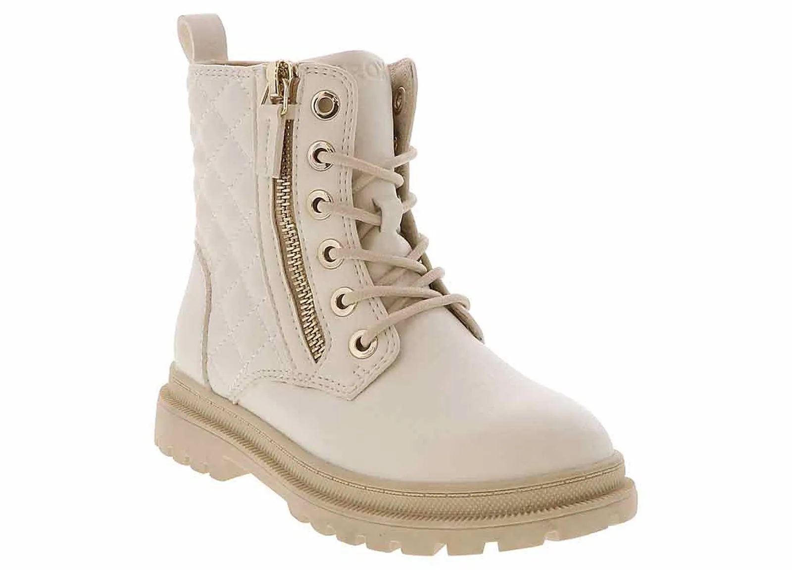 Sprox Coco White Quilted Youth Girls' (11-4) Combat Boot