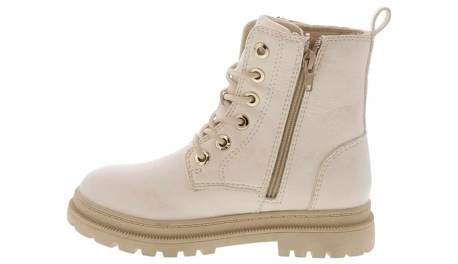 Sprox Coco White Quilted Youth Girls' (11-4) Combat Boot