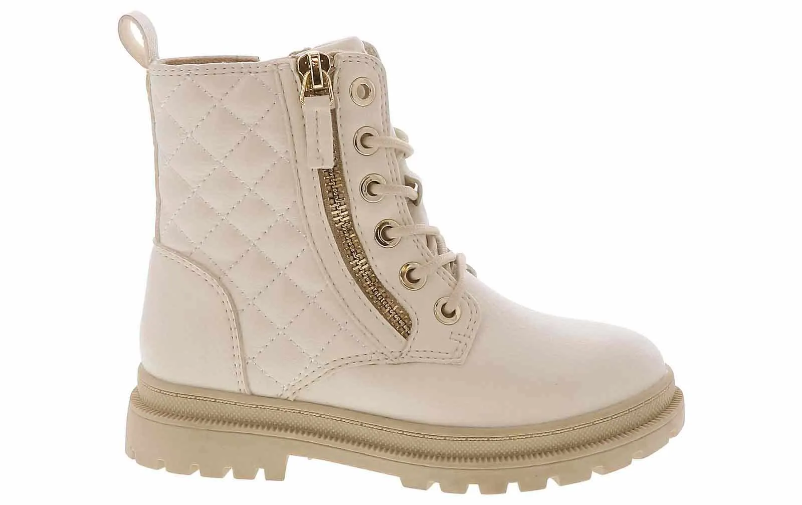 Sprox Coco White Quilted Youth Girls' (11-4) Combat Boot