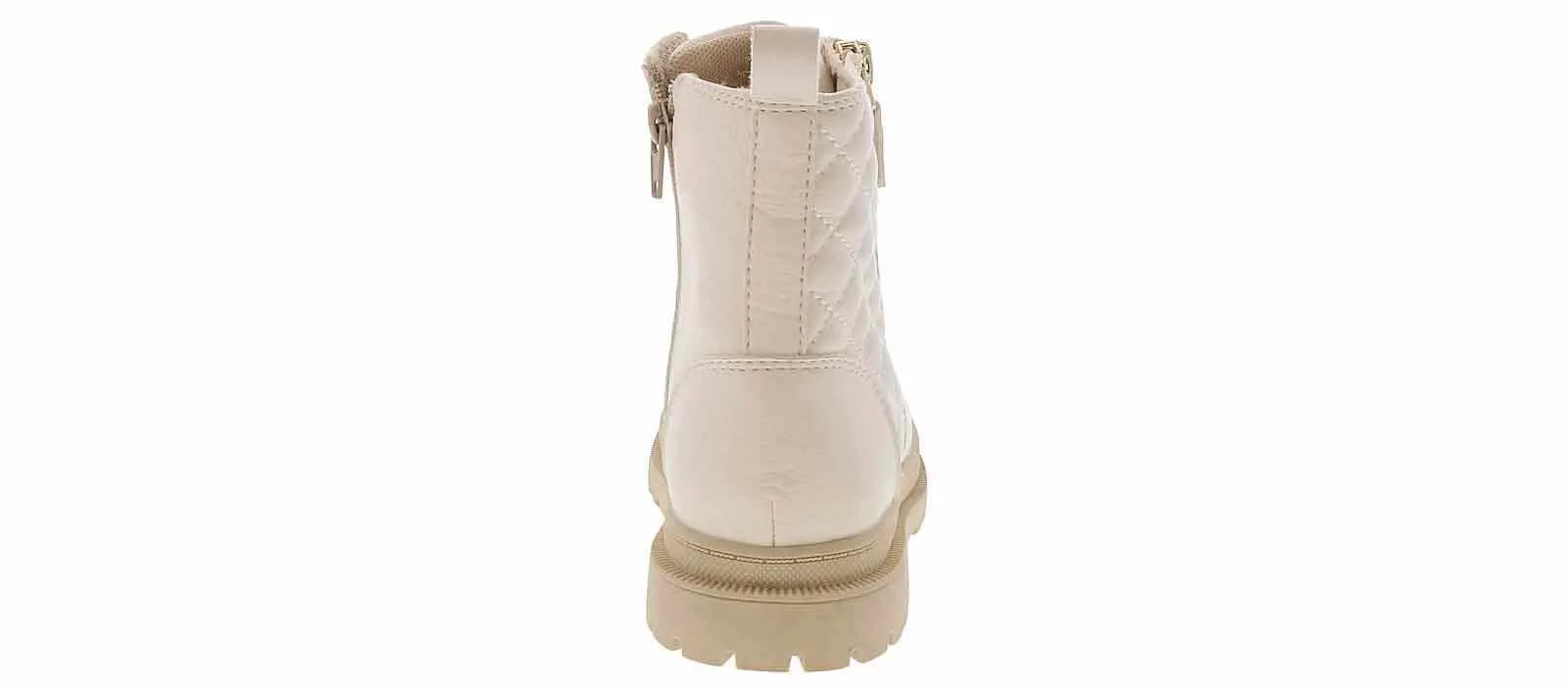 Sprox Coco White Quilted Youth Girls' (11-4) Combat Boot