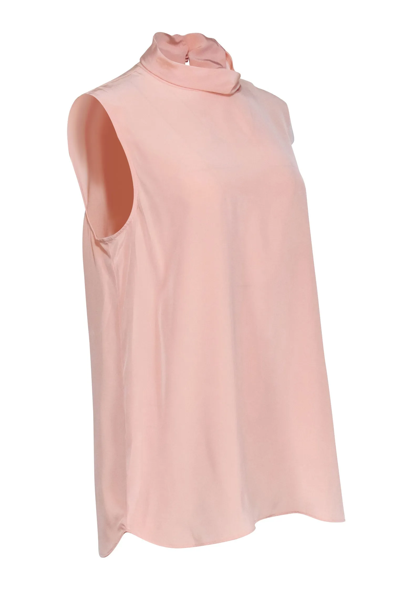 St. John - Pastel Orange Silk Draped Turtleneck Top Sz L