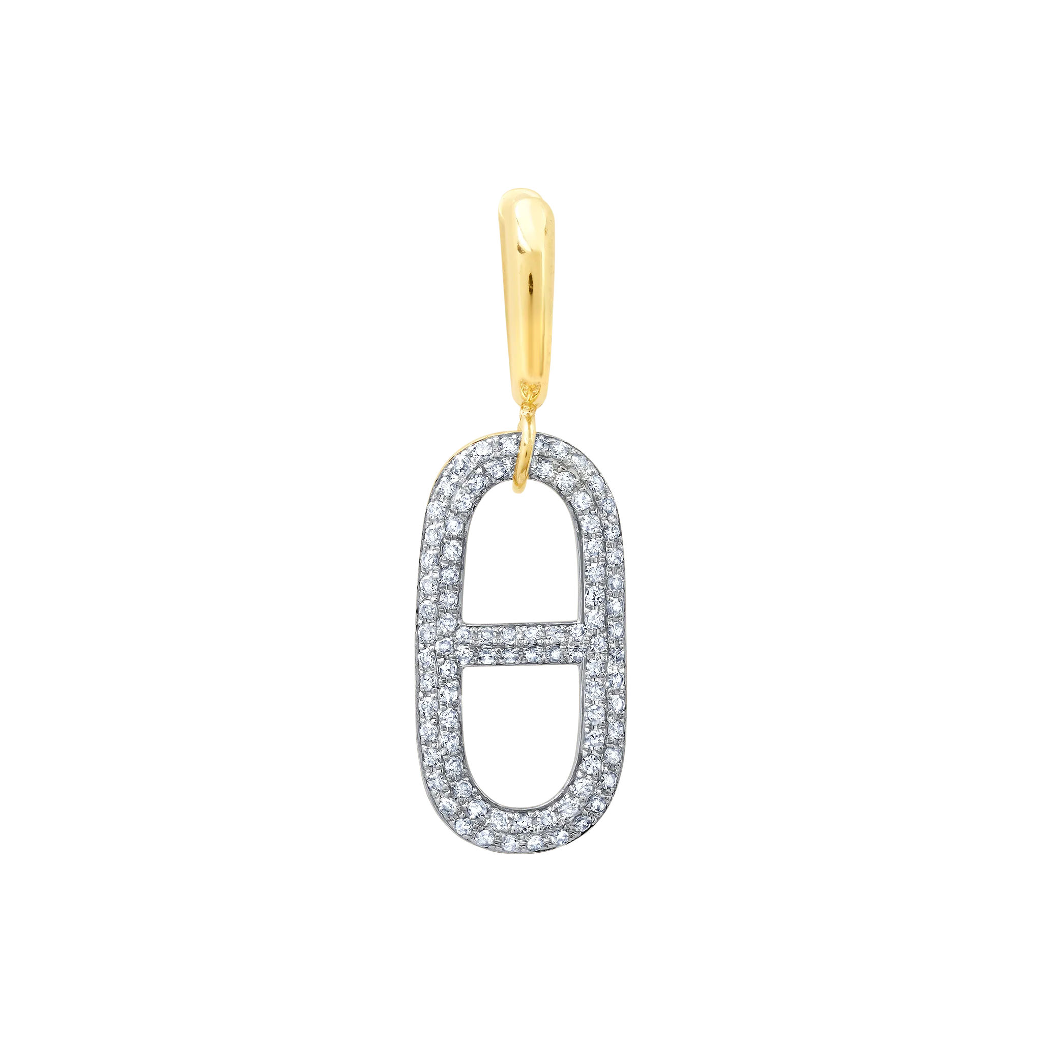 Stirrup Link with White Pave Diamonds Huggie