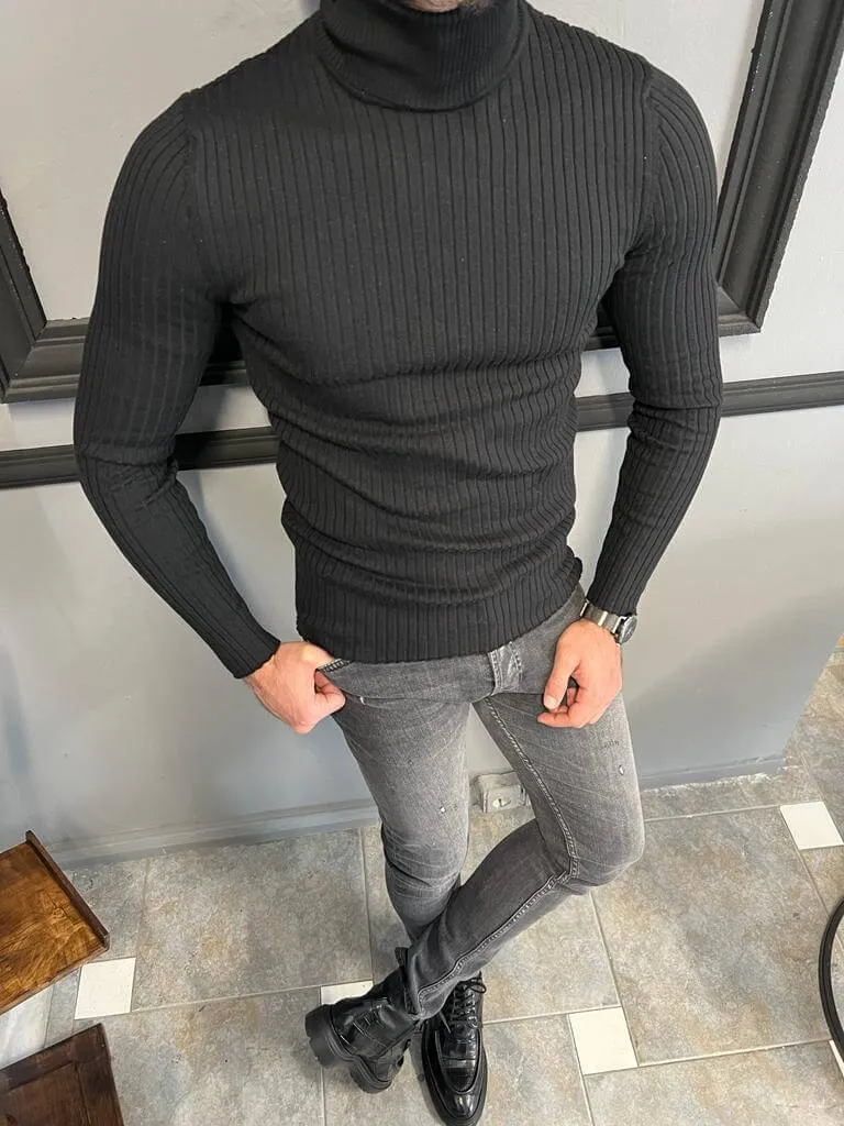 Striped Black Turtleneck