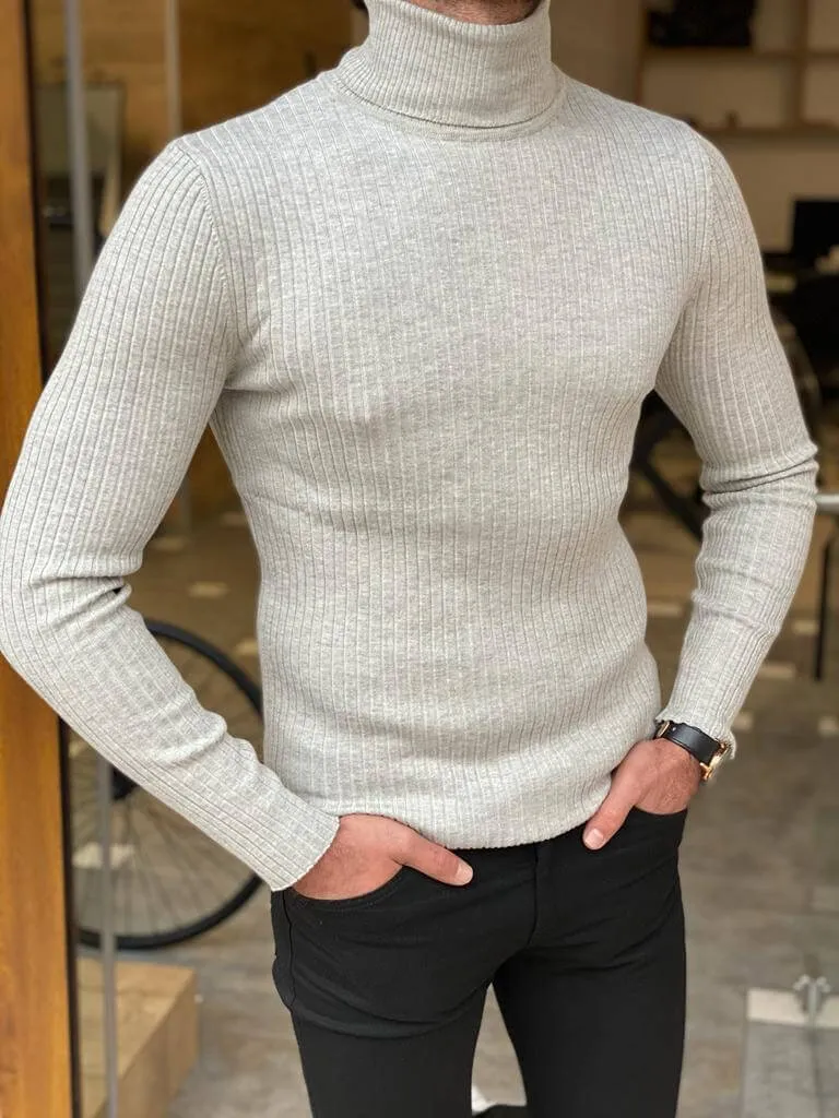 Striped Lycra Turtleneck