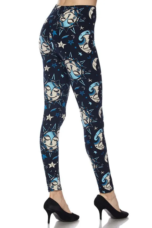 Sun, Moon & Stars Print Soft Leggings