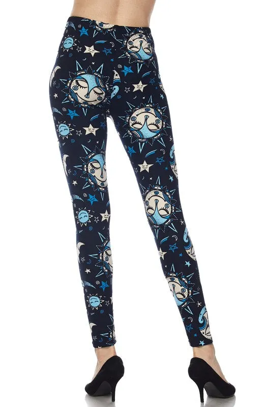 Sun, Moon & Stars Print Soft Leggings