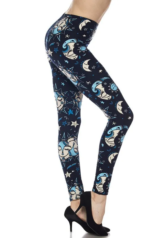 Sun, Moon & Stars Print Soft Leggings