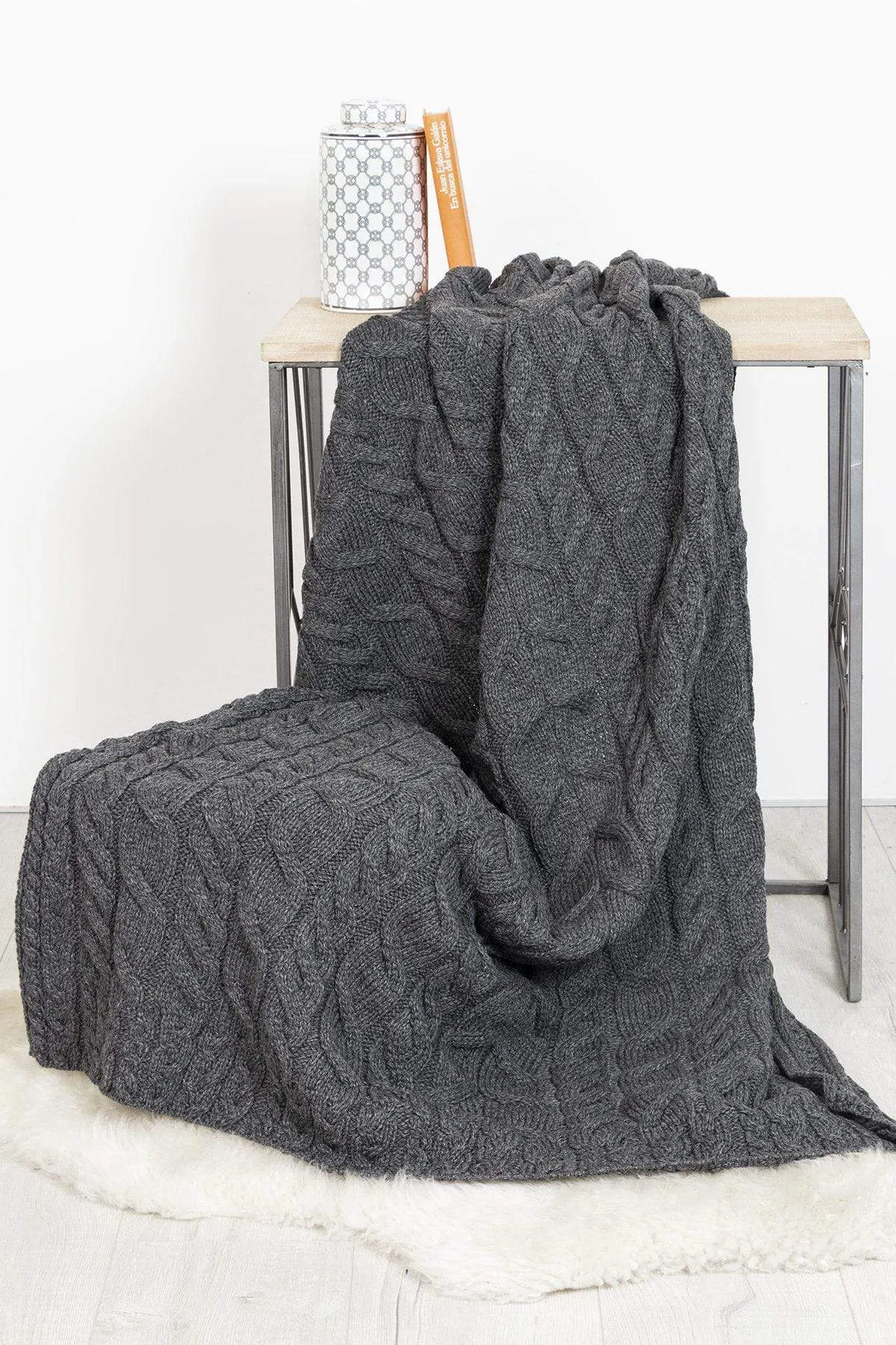 Super Soft Merino Throw in Charcoal