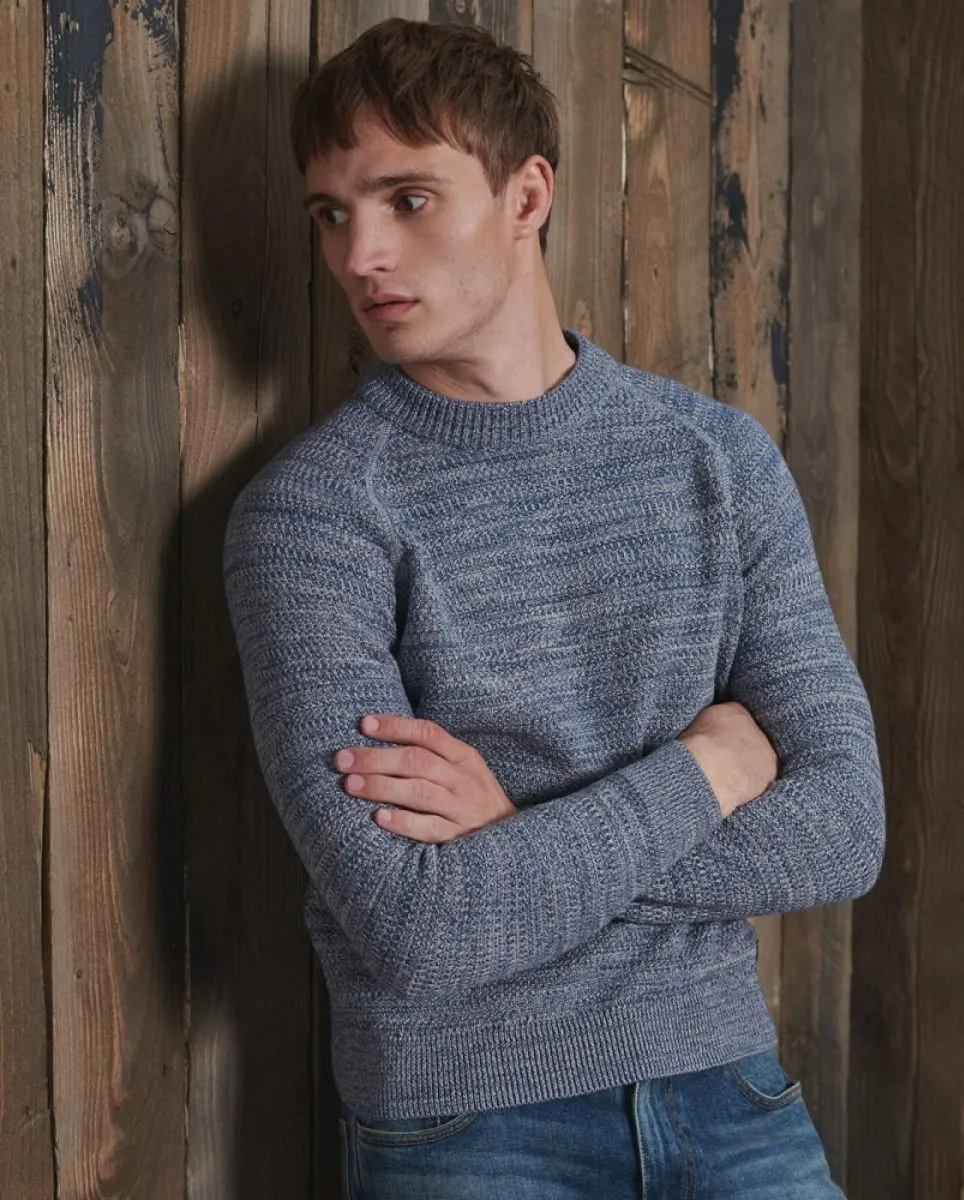 Superdry Crew Neck Cotton Keystone Jumper Shore Blue Twist