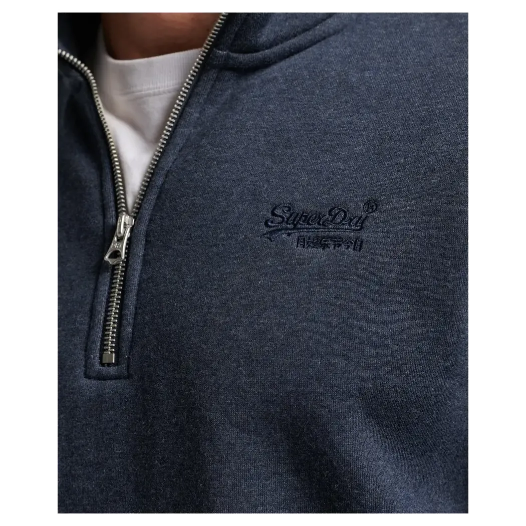 Superdry Vintage Logo Embroidered Henley Zip Sweatshirt