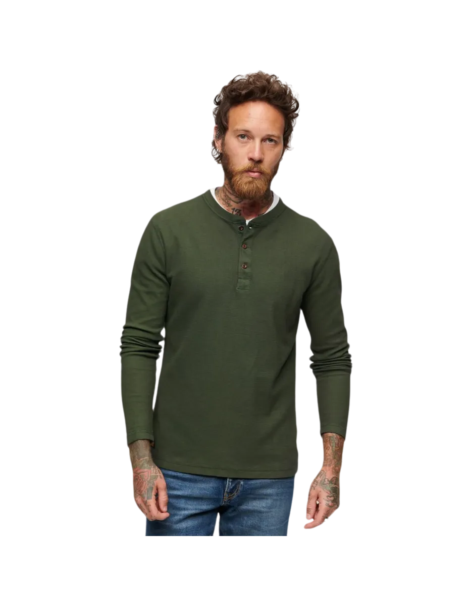 Superdry Waffle Long Sleeve Henley T-Shirt