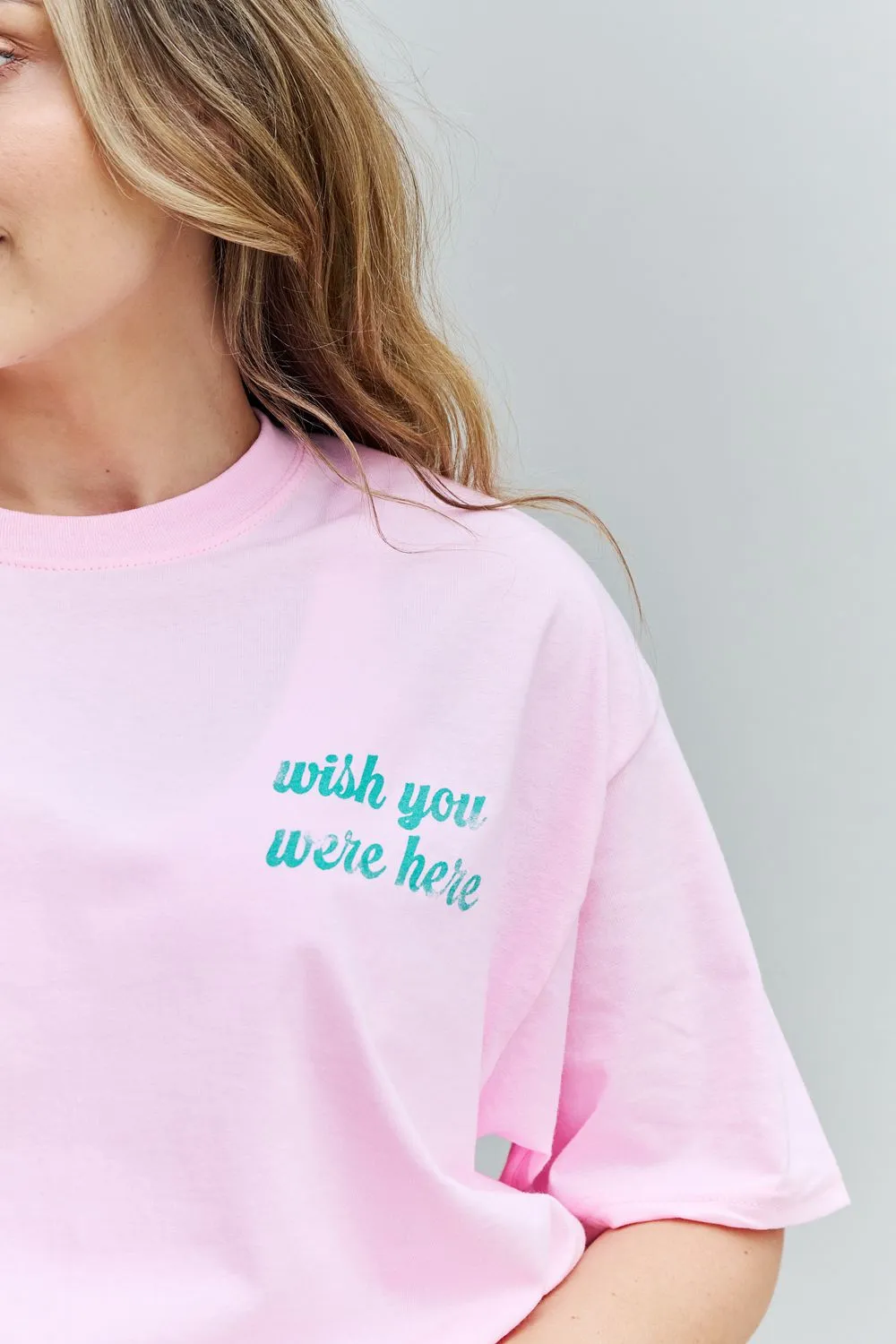 Sweet Claire Wish You Were Here Oversized Graphic T-Shirt