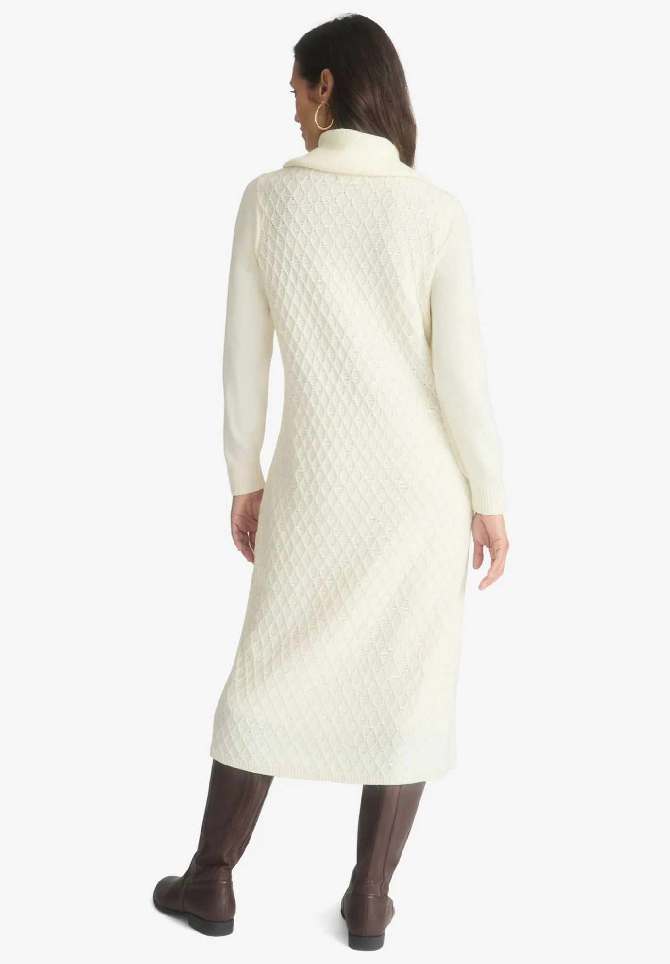 Textured Cowlneck Sweater Dress