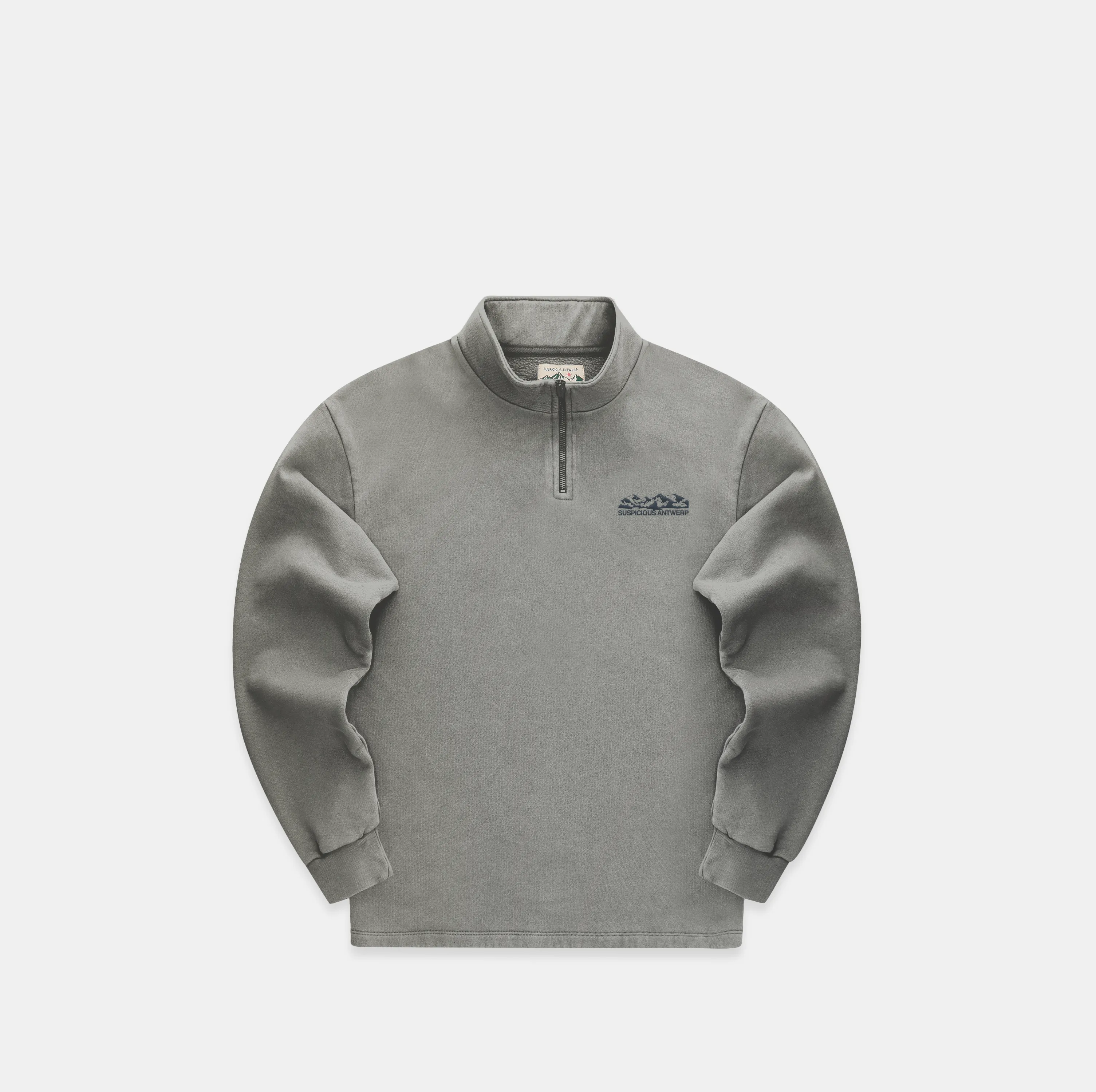 The Landscape Half-Zip Crewneck - Stonewashed Smokey