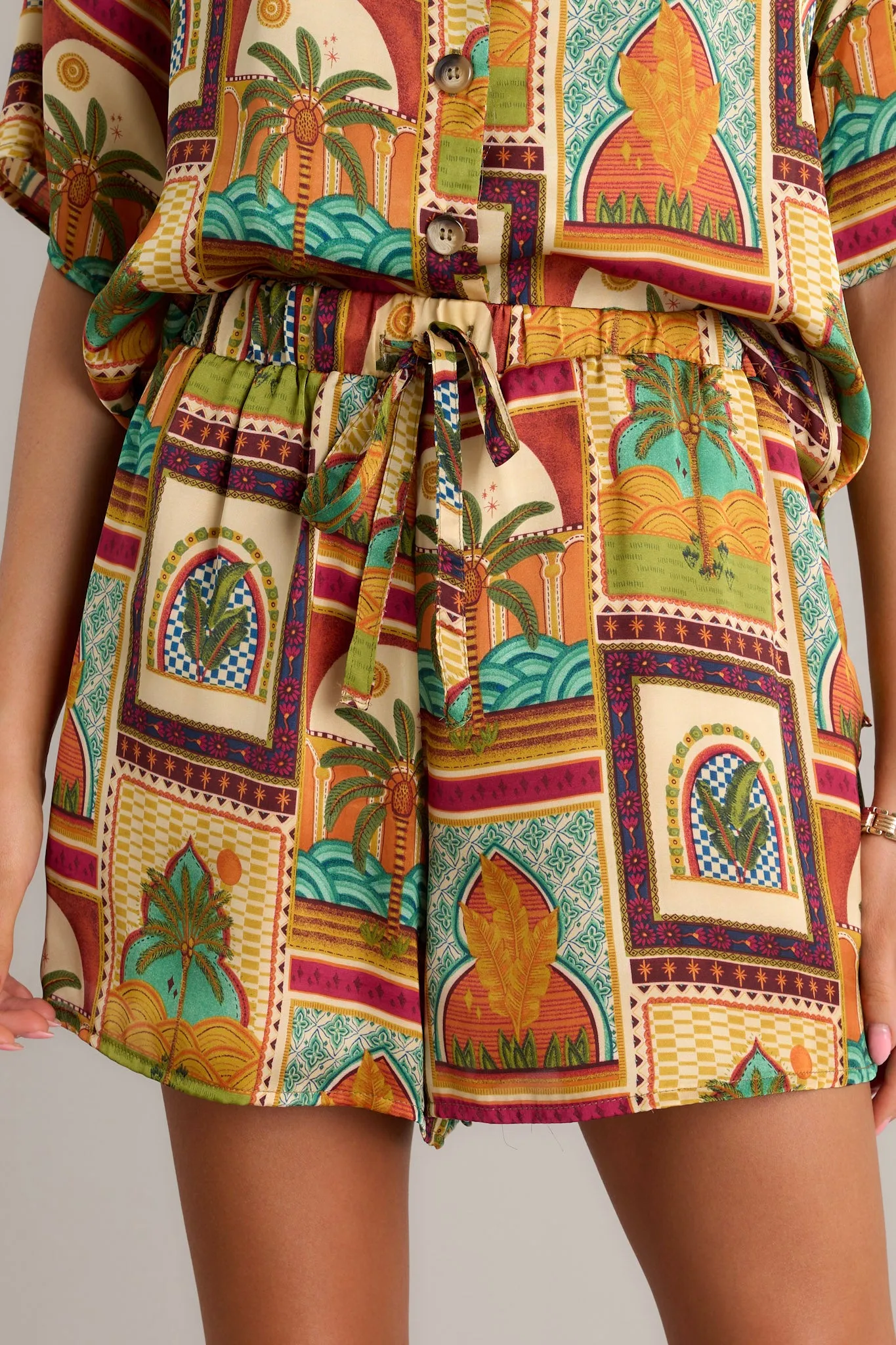 Tiki Tango Tropical Print Multi Drawstring Shorts