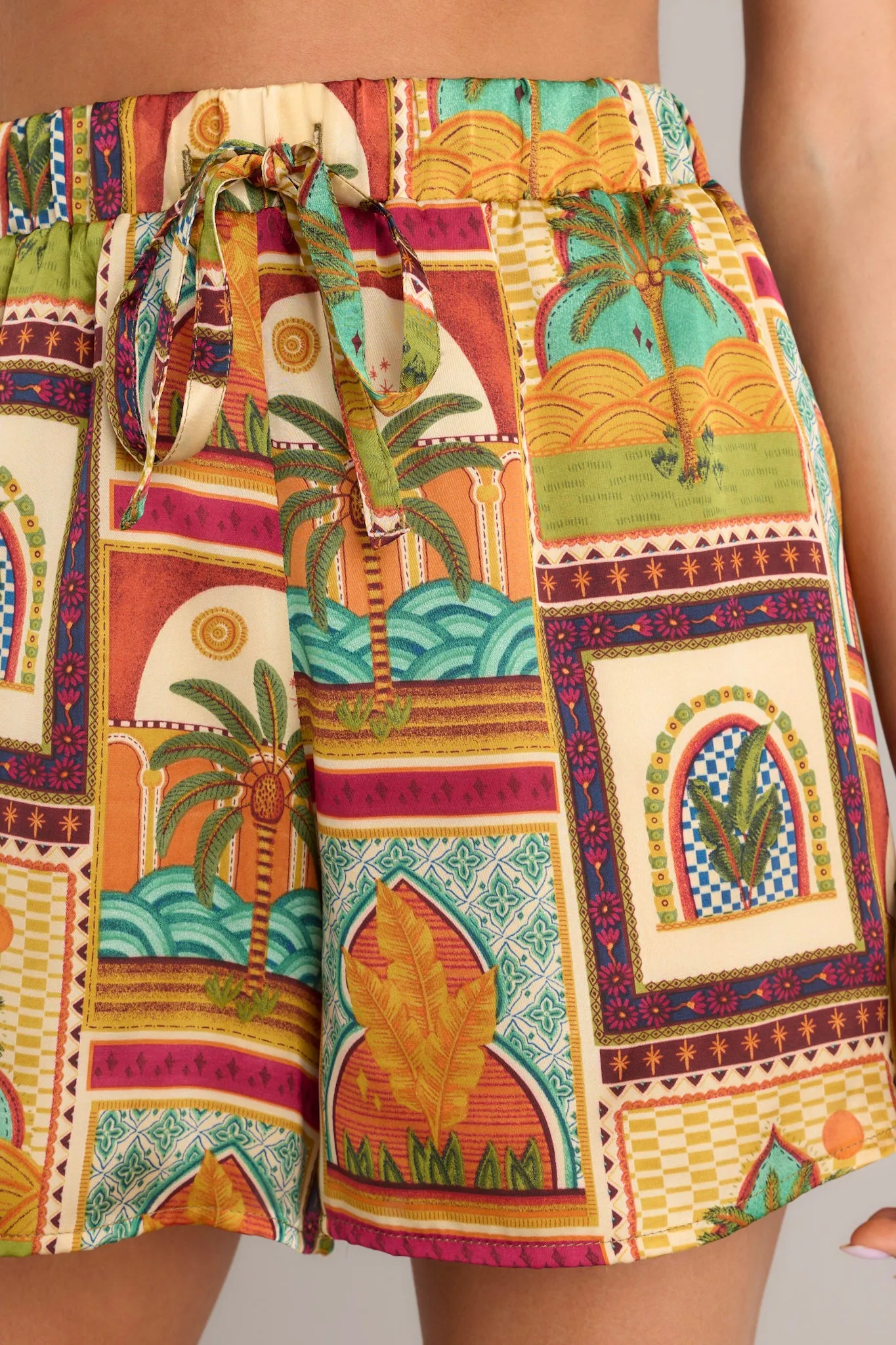 Tiki Tango Tropical Print Multi Drawstring Shorts