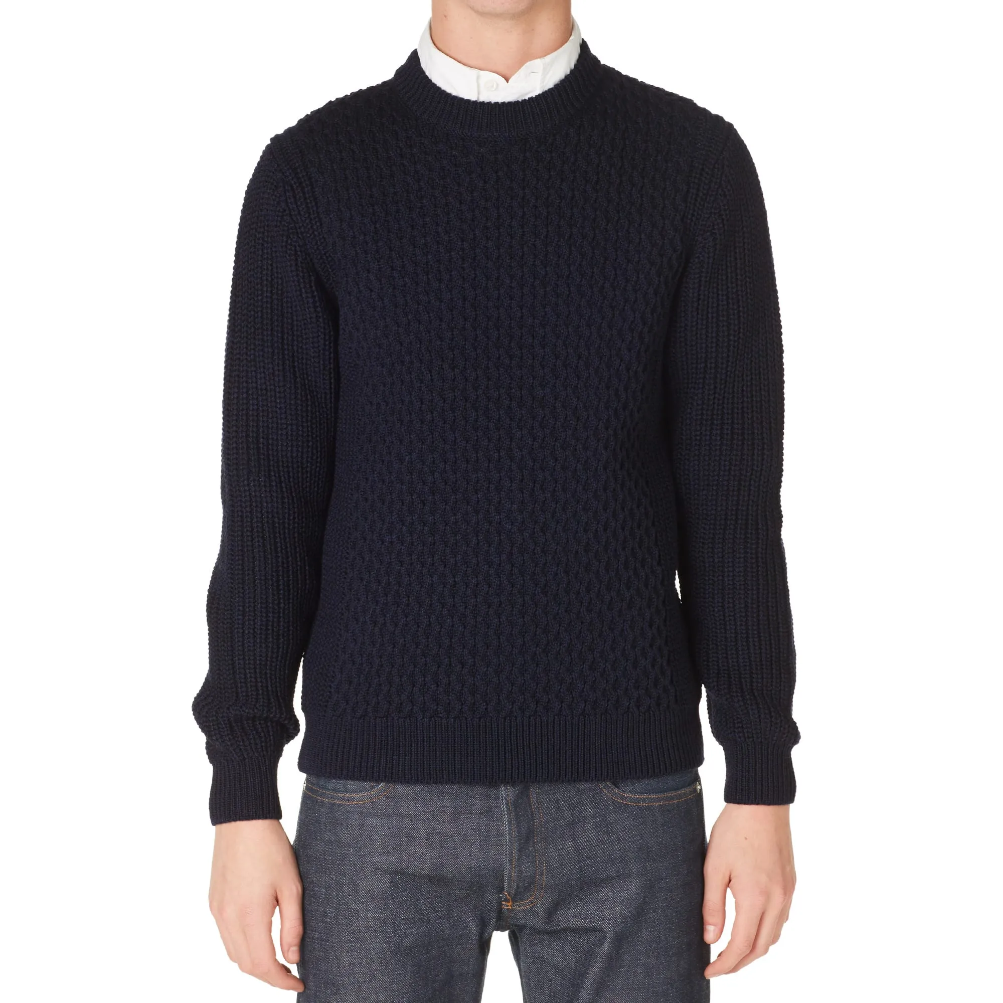 Tomorrowland Merino Cord Crew SweatNavy