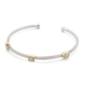 Two Tone Cubic Zirconia Thin Bangle