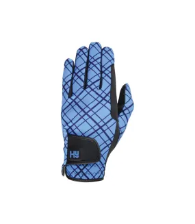 Unisex lightweight printed riding gloves black/blue Hy5