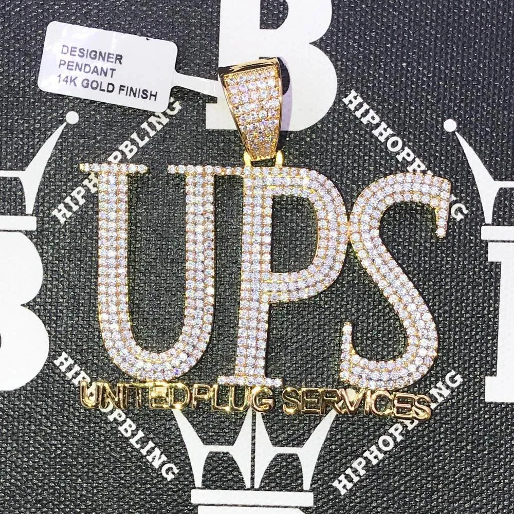 UPS United Plug Services CZ Hip Hop Bling Bling Pendant