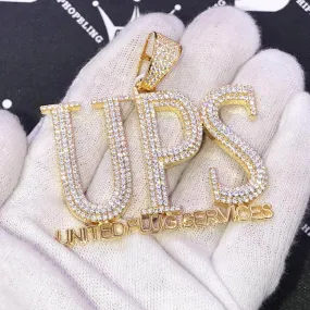 UPS United Plug Services CZ Hip Hop Bling Bling Pendant