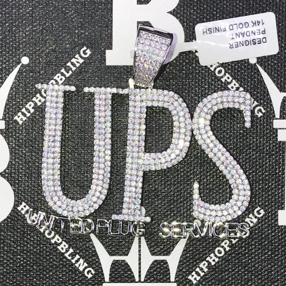 UPS United Plug Services CZ Hip Hop Bling Bling Pendant