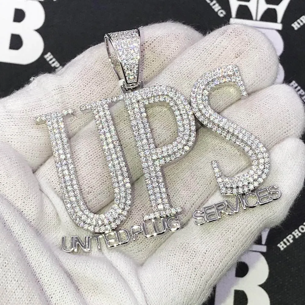 UPS United Plug Services CZ Hip Hop Bling Bling Pendant