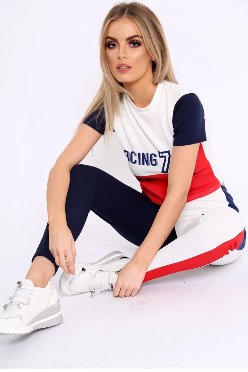 White Red and Navy Racing Champion Co-Ord - Shanell