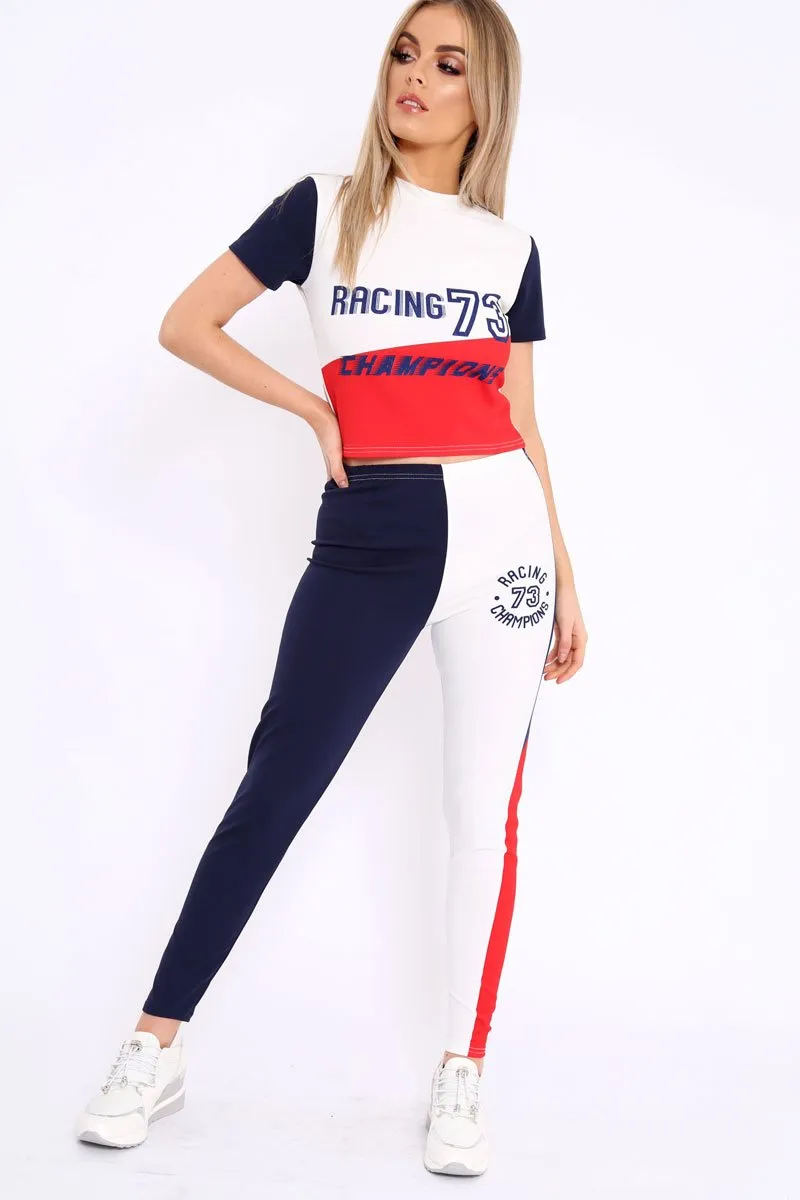 White Red and Navy Racing Champion Co-Ord - Shanell