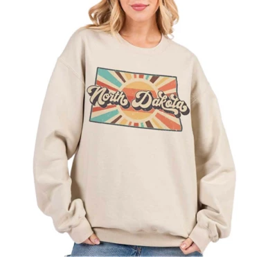 Women's A. Blush Retro North Dakota Crewneck Sweatshirt