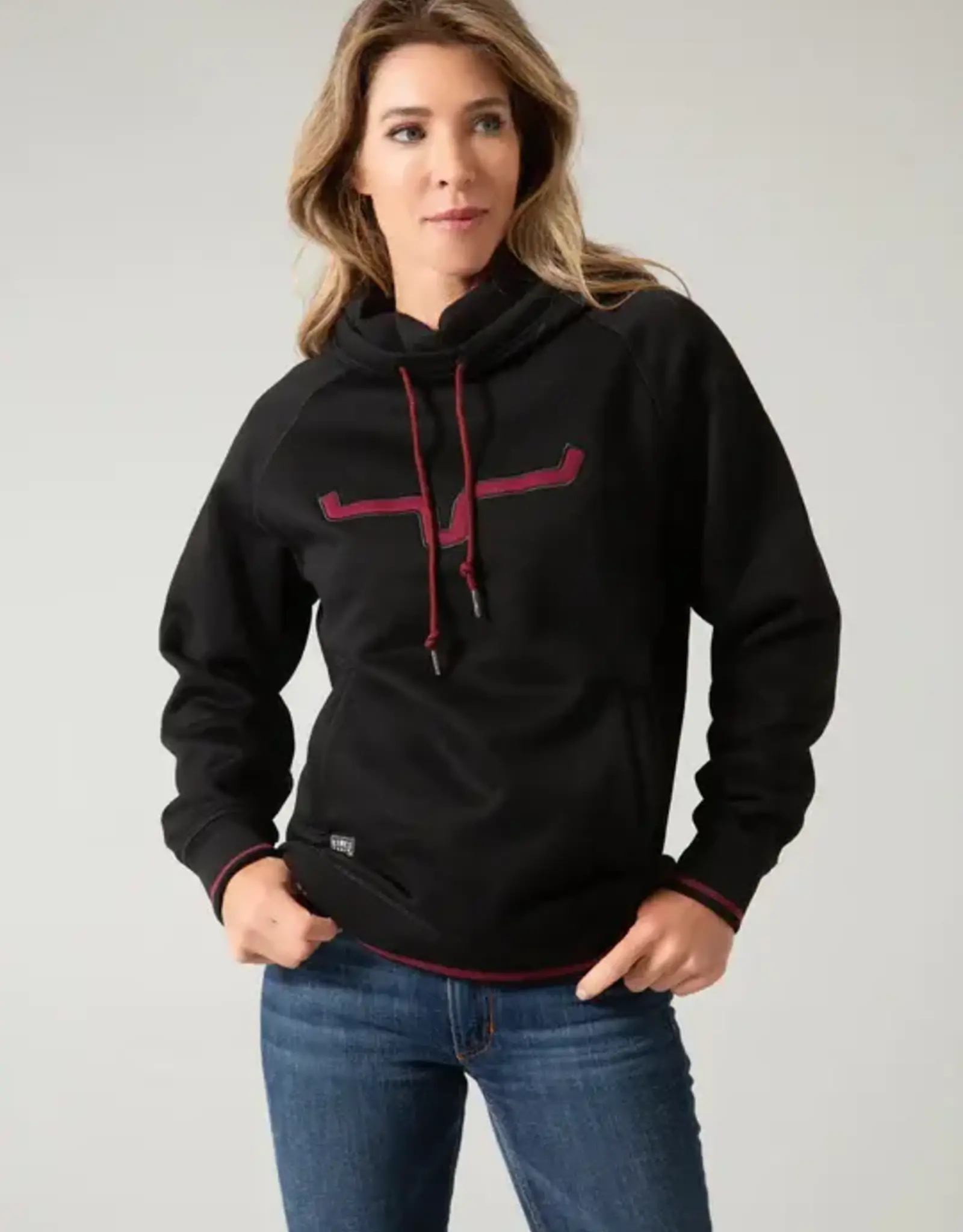 Womens Kimes Two Scoops Black Fleece Cowlneck Hoodie