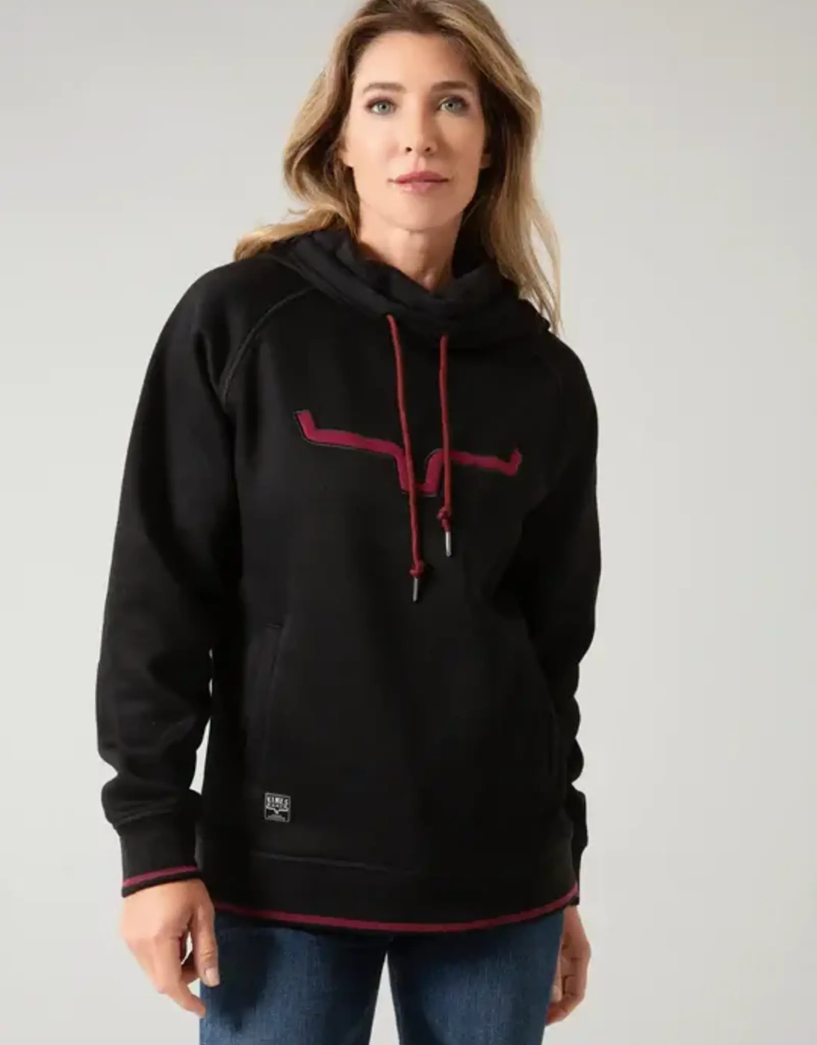 Womens Kimes Two Scoops Black Fleece Cowlneck Hoodie