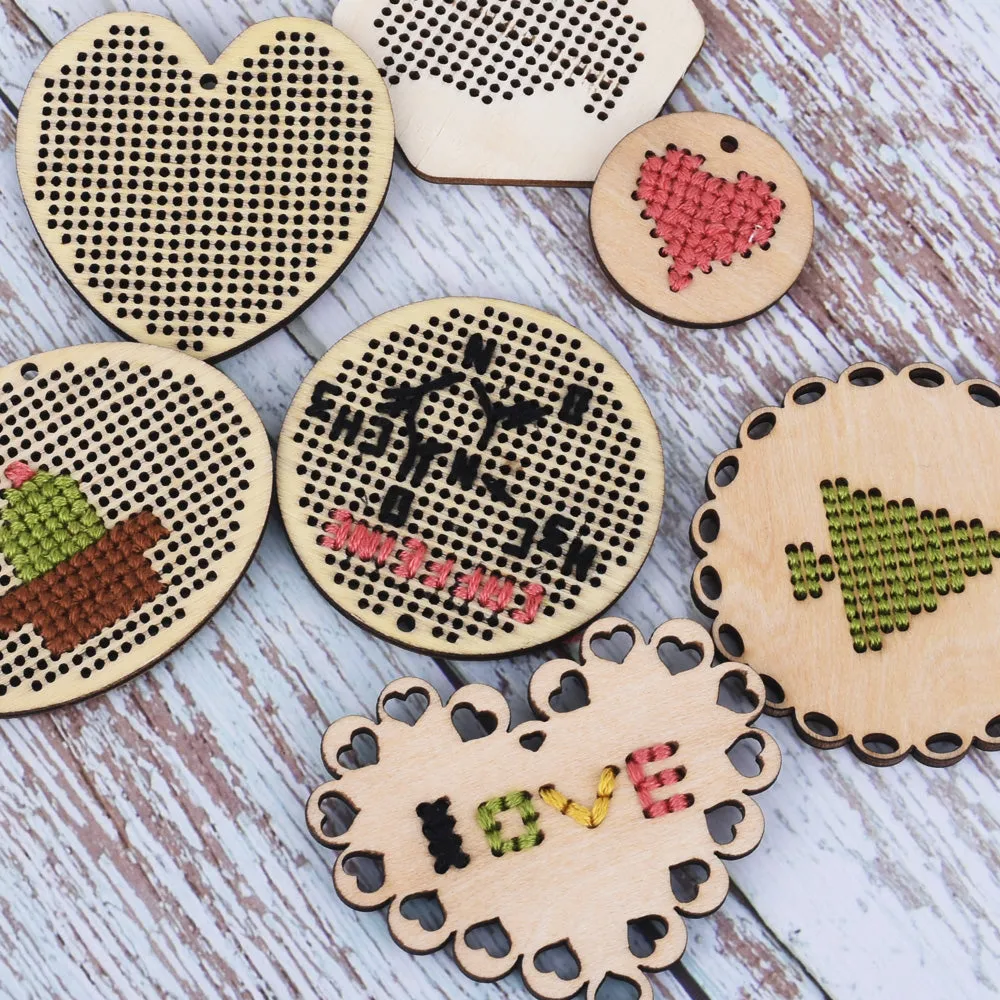 Wooden cross stitch pendant blank Embroidery Blanks Cross Stitch Pattern Blanks jewelry 1pcs 102451