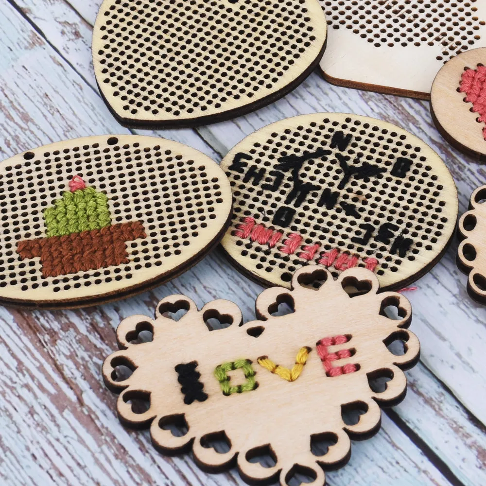 Wooden cross stitch pendant blank Embroidery Blanks Cross Stitch Pattern Blanks jewelry 1pcs 102451