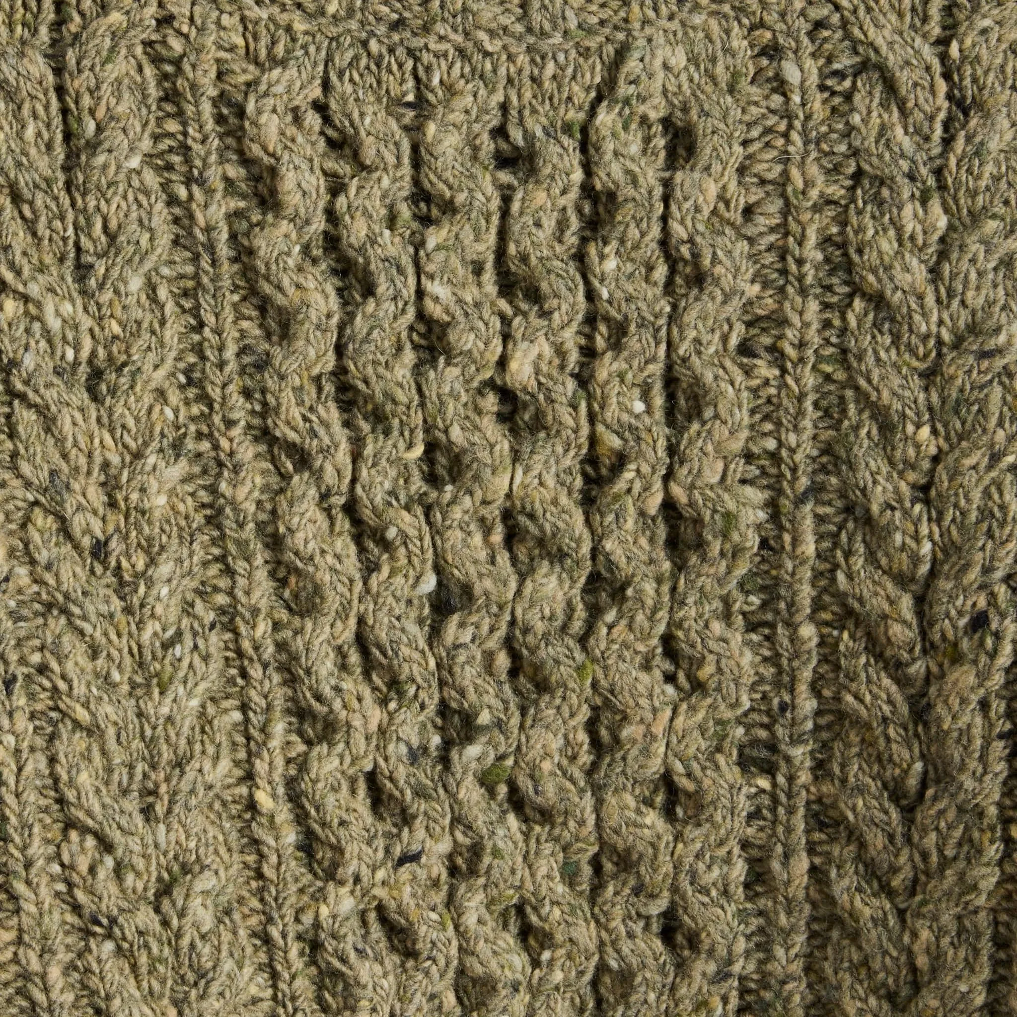 Wool Cable Turtleneck Sweater - Green Donegal